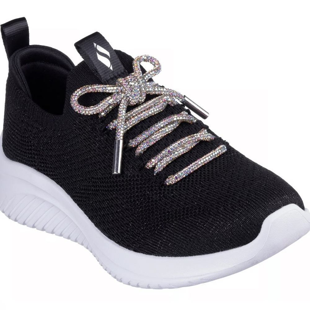 Skechers Black and White Girls “Air Cooled Memory Foam” pull-on sneakers